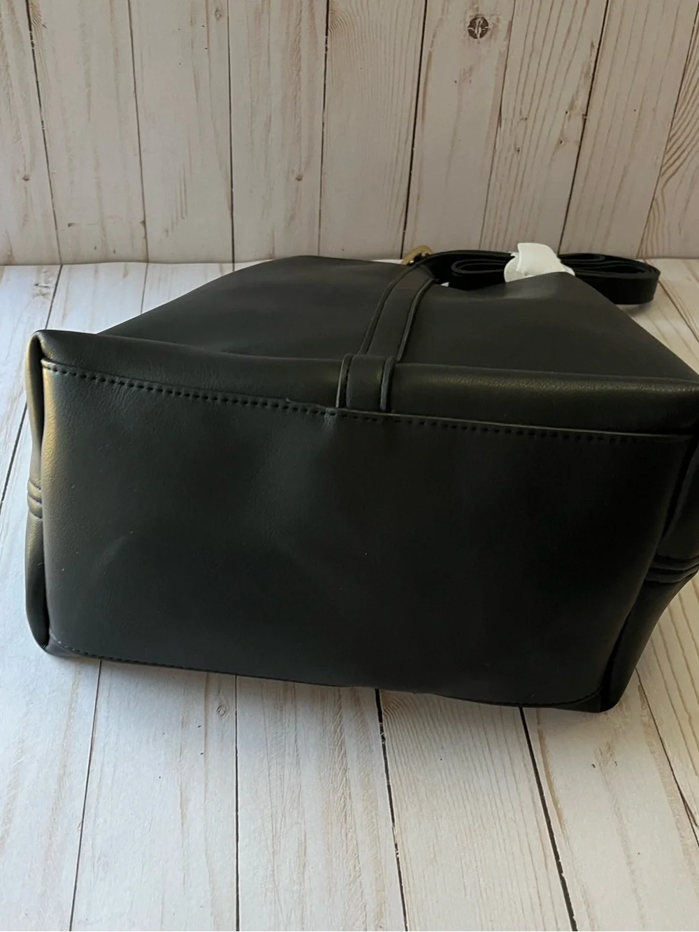 Old Navy Black Faux-Leather Tote with Adjustable Strap